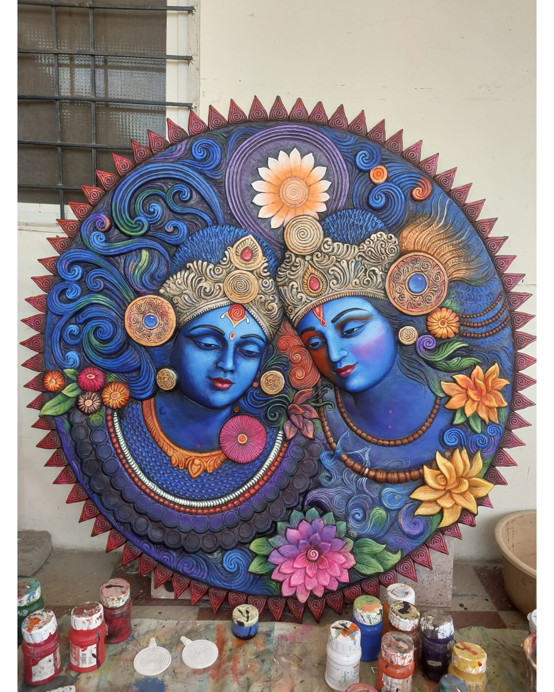 Riddhi Siddhi Art Creations - Circular Mandala Contemporary Radha Krishna Mural